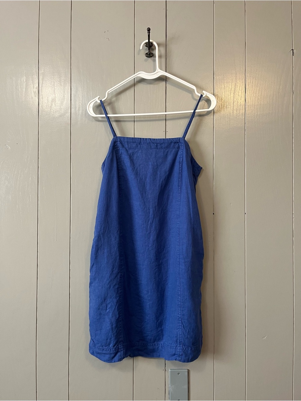 Madewell Linen Blend Mini Shift Dress Womens 0 Blue Sleeveless Pockets